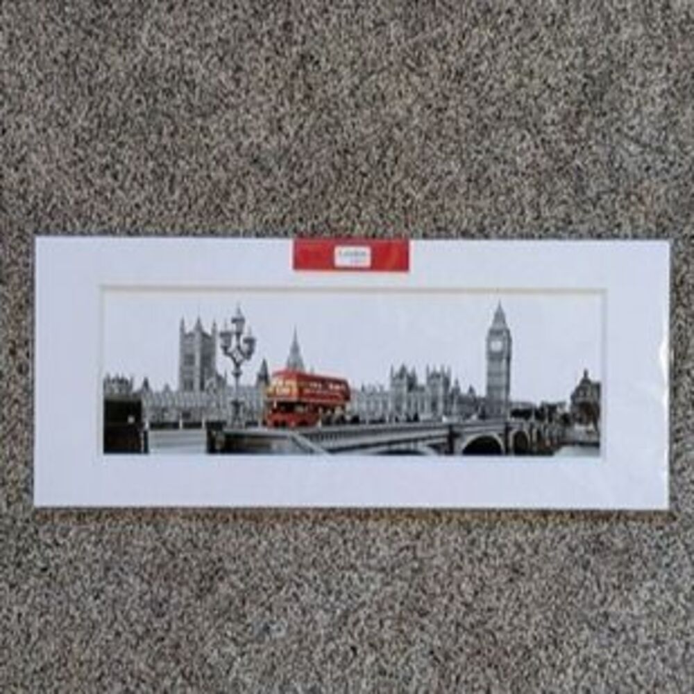Temple Island Collection London Red Bus Panoramic Matted Print 17"x7.25" NEW